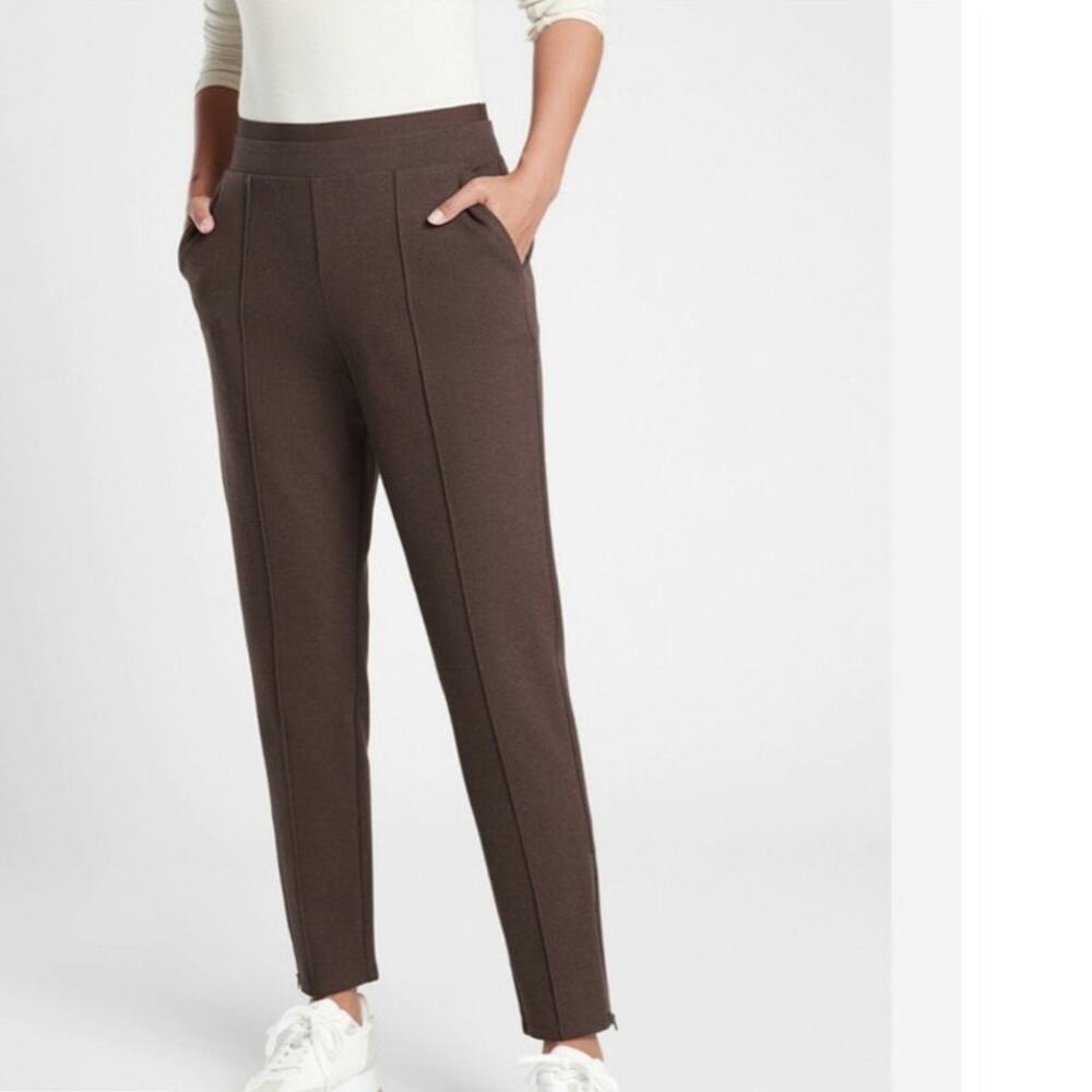 Athleta Venice Heathered Pintuck Pant, Dark Brown Heather size XSP NWT